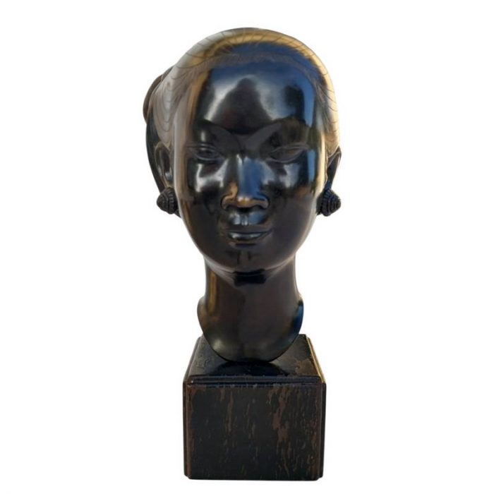 Tête de Laotienne en Bronze LAOS Ecole de Bien-Hoa VIETNAM